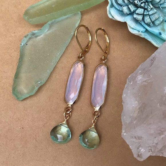 New Sundance Charm Earrings Opalite Aquamarine - Picture 10 of 12